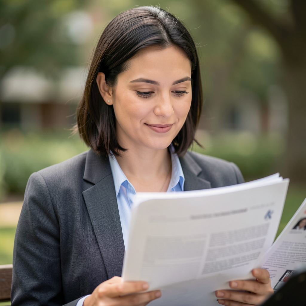 Portrait of an editorial fact-checker reading a regulatory reference document